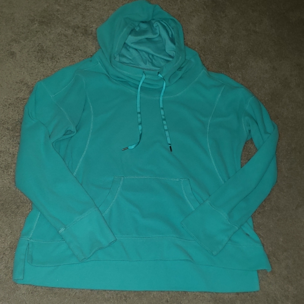 Cowl neck fleece hoodie